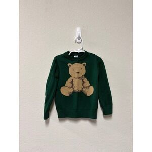 Baby Gap Toddler Boys Hunter Green Brannan Teddy Bear Knit Sweater 4T Kids